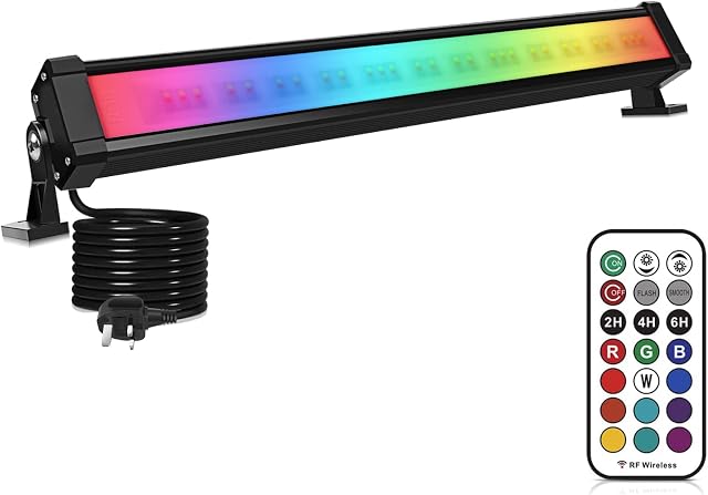 CLV RGB LED Light Bar 42W Wall Washer Light with RF Remote Control, Stage Light Colour Changing Adjustable Disco Lights for DJ Stage Disco Garden Party Halloween Christmas Festival Decorative Light