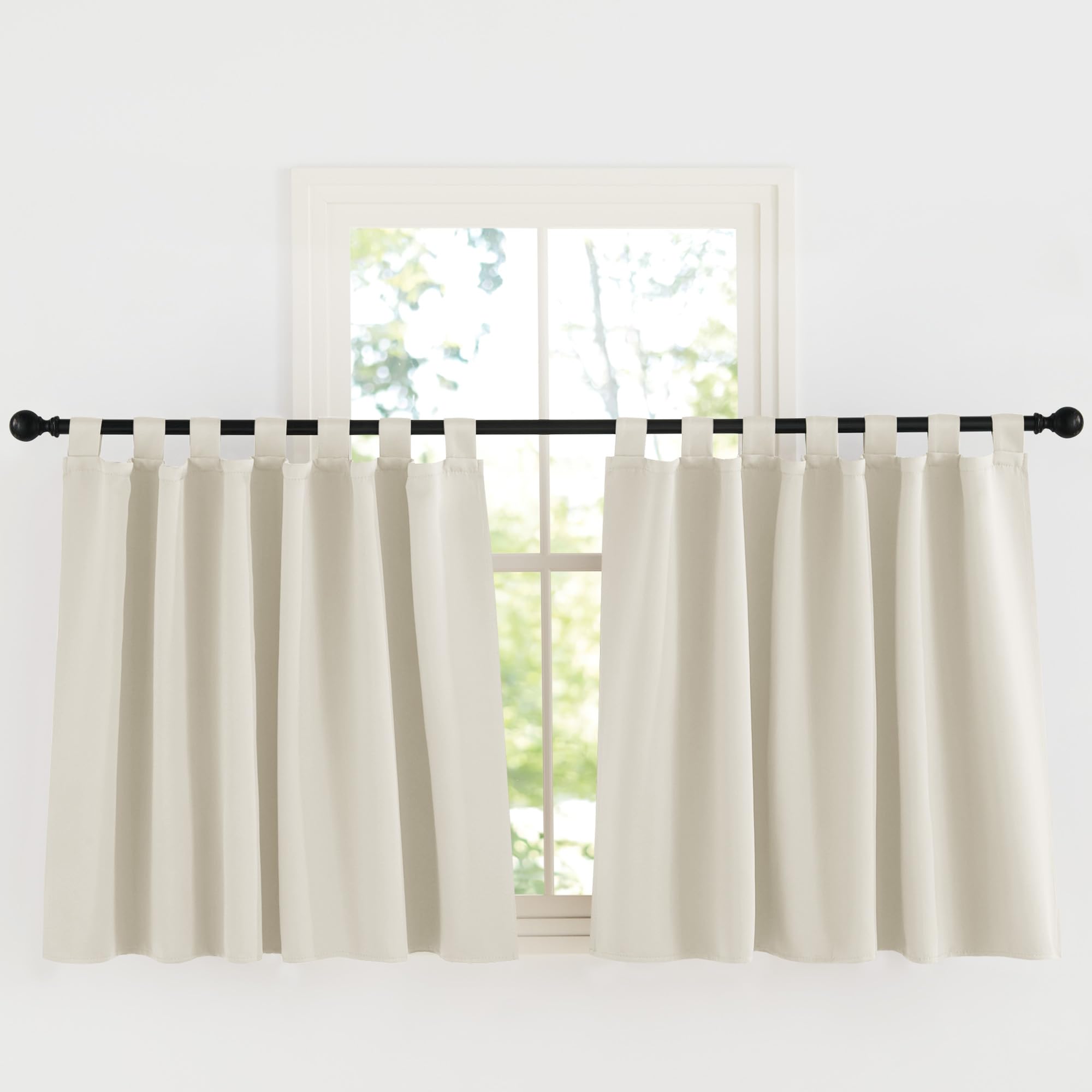KGORGE Schlaufenvorhang Blickdicht Kurz Schlaufenschal 2er Set Vorhänge Scheibengardinen Modern Vorhang Schlafzimmer Verdunklungsvorhänge Thermo Gardinen Küche