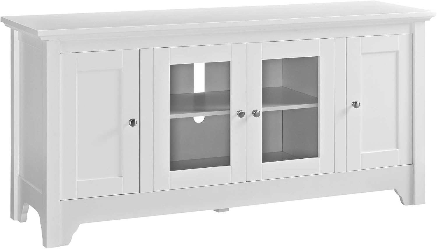 Walker Edison Traditional Wood Universal Stand for TV's up to 58" Flat Screen Living Room Entertainment Center, 52 Inch, White: Furniture & Decor