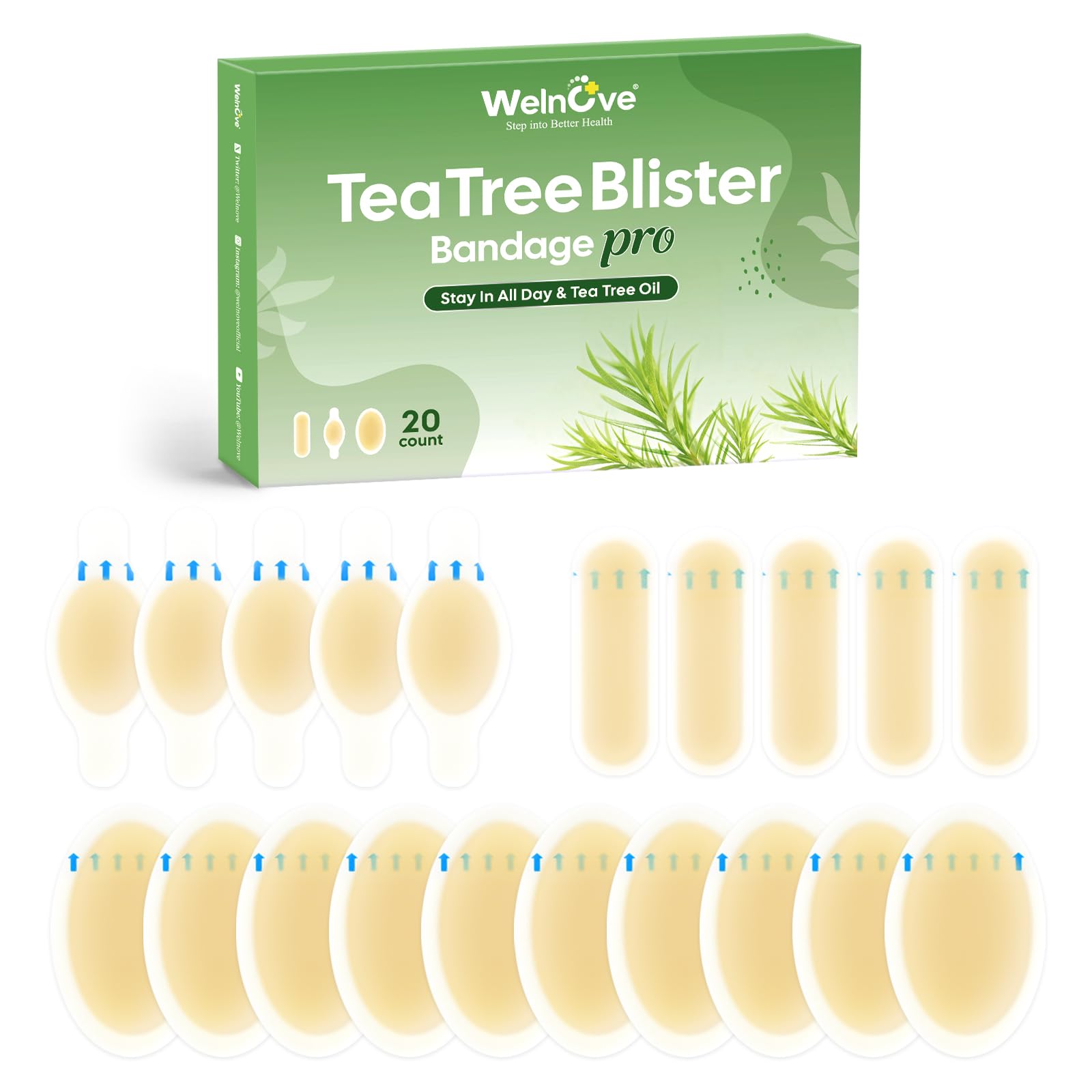 Welnove Hydrocolloid Gel Blister Bandages with Tea Tree Oil