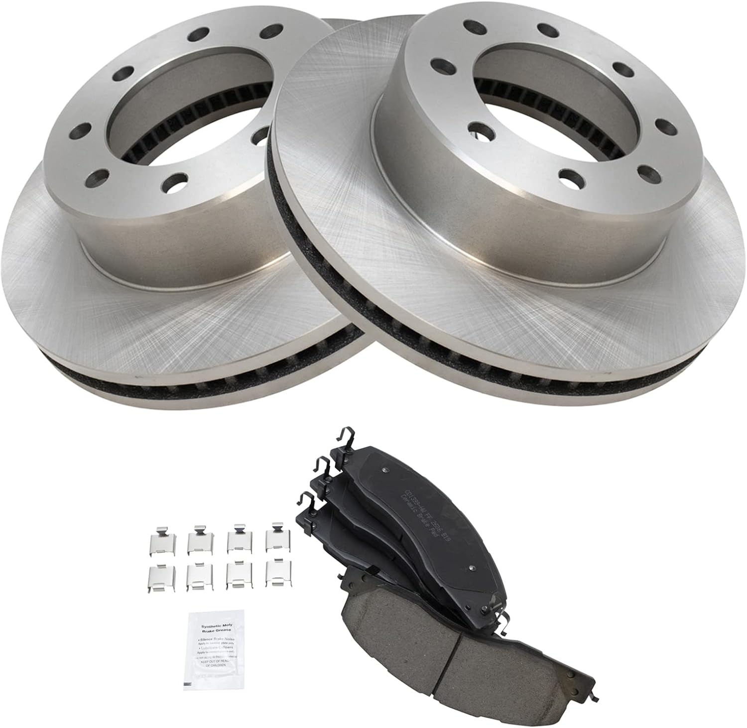 TRQ Front Brake Pad & Rotor Kit Brake Pads Brake Rotor Ceramic Vented Compatible with 2009-2010 Dodge Ram 2500 Ram 3500 2012 Ram 1500 2011-2018 2500 3500