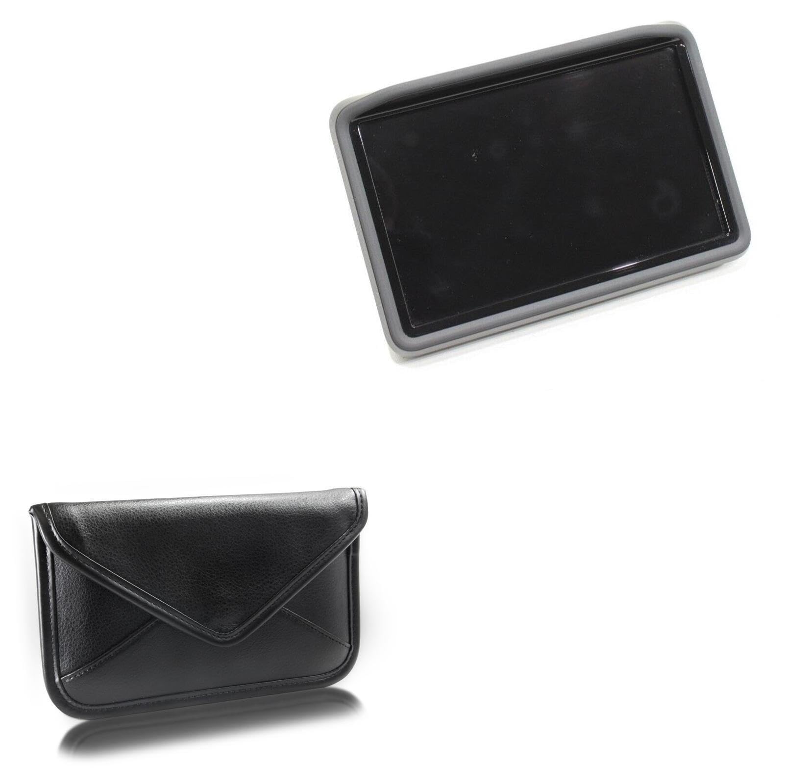 BoxWave Case Compatible with Ford 2023 Bronco Display (8 in) - Elite Leather Messenger Pouch, Synthetic Leather Cover Case Envelope Design - Jet Black