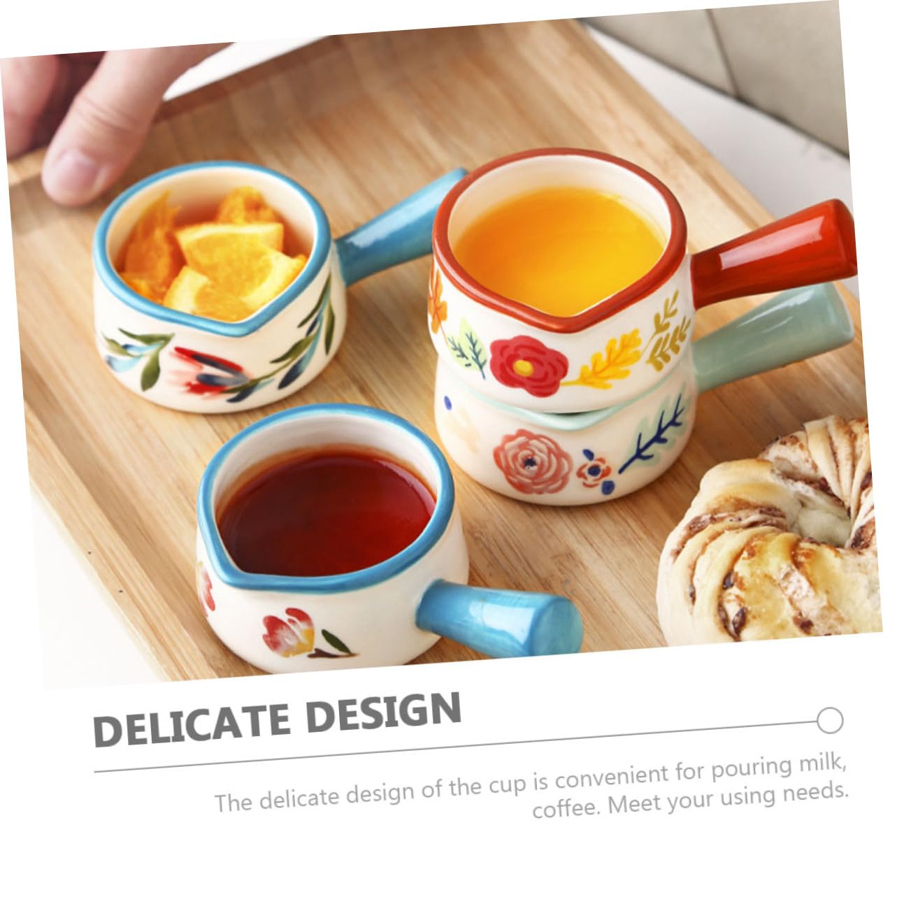 COLLBATH Juego de 6 Jarras de Cerámica con Mango para Crema y Leche, Diseño Delicado y Práctico, Adecuado para Cafeterías y Hoteles
