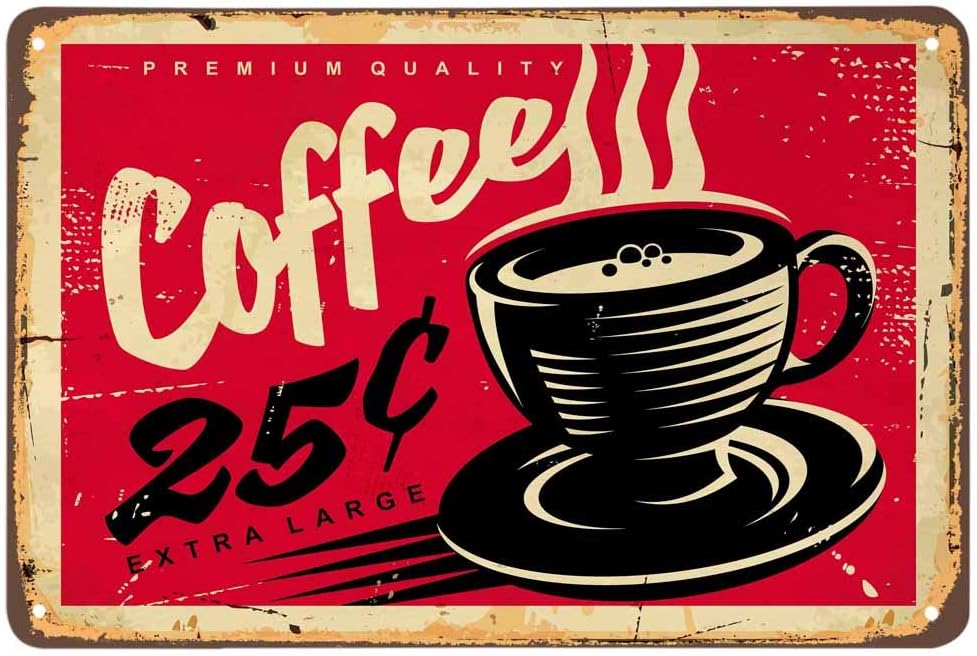 Amazon.com: AOYEGO Coffee Tin Sign,Hot Fresh Cafe Extra Large Cup Red ...