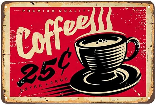 AOYEGO Letrero de lata de cafĂ©, taza extra grande, color rojo, vintage, de metal, para cafeterĂas, bares, bares, bares, tiendas, tiendas, letreros AOYEGO Letrero de lata de cafĂ©, taza extra grande, color rojo, vintage, de metal, para cafeterĂas, bares, bares, bares, tiendas, tiendas, letreros