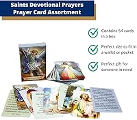Vista 3 de Paquete de 54 Tarjetas Sagradas Variadas con Santos Católicos y Oraciones
