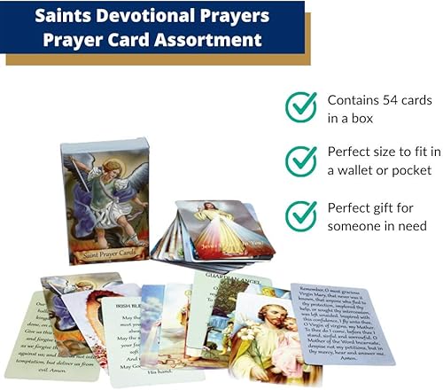 Miniatura 3 de Paquete de 54 tarjetas sagradas variadas con santos y oraciones católicas