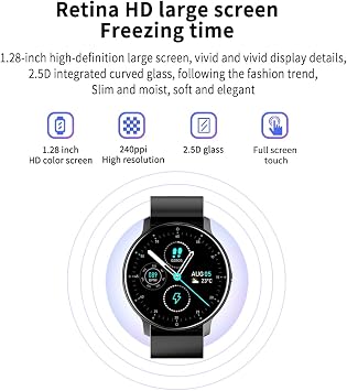 Smart Watch for Doogee S61 Pro - Fitness Tracker Watches for Men Women, IP67 Waterproof HD Touch Screen Smartwatch for Android/iOS Phones, 24 Sports, Activity Tracker - Black