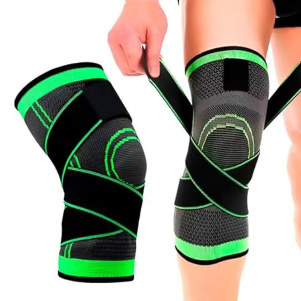 Joelheira Ajustável com Velcro e Compressão Reforçada para Esportes, Corrida, Academia e