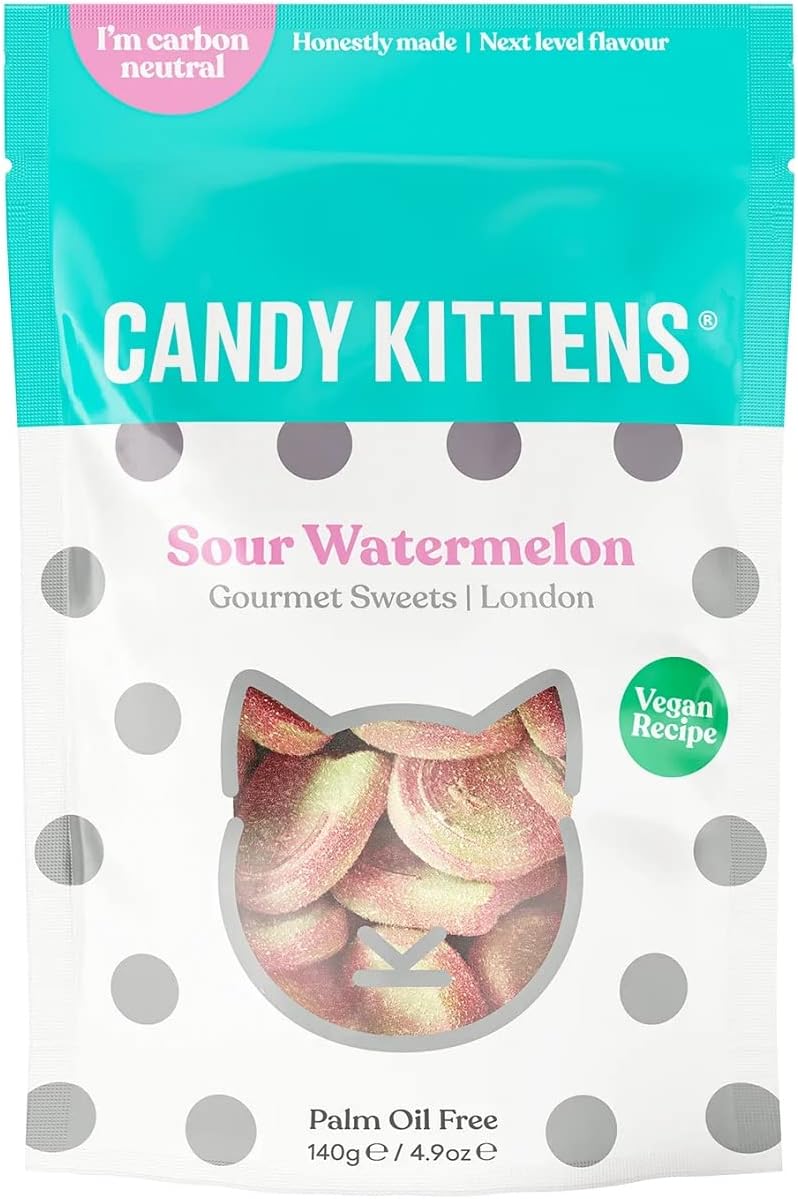 Sour Watermelon Plant-Based Candy - Palm Oil Free, No Artificial Colors or Sweeteners, Natural Fruit Flavour Candy - Gummy Chewy Gourmet Sweets, 4.4 Ounce (Pack of 1)