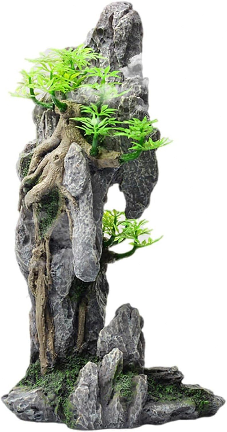 Terrario Acquario Montagna Pietra Ornamento Tronco Roccia Grotta Paesaggio Decorazione Grande, E, E