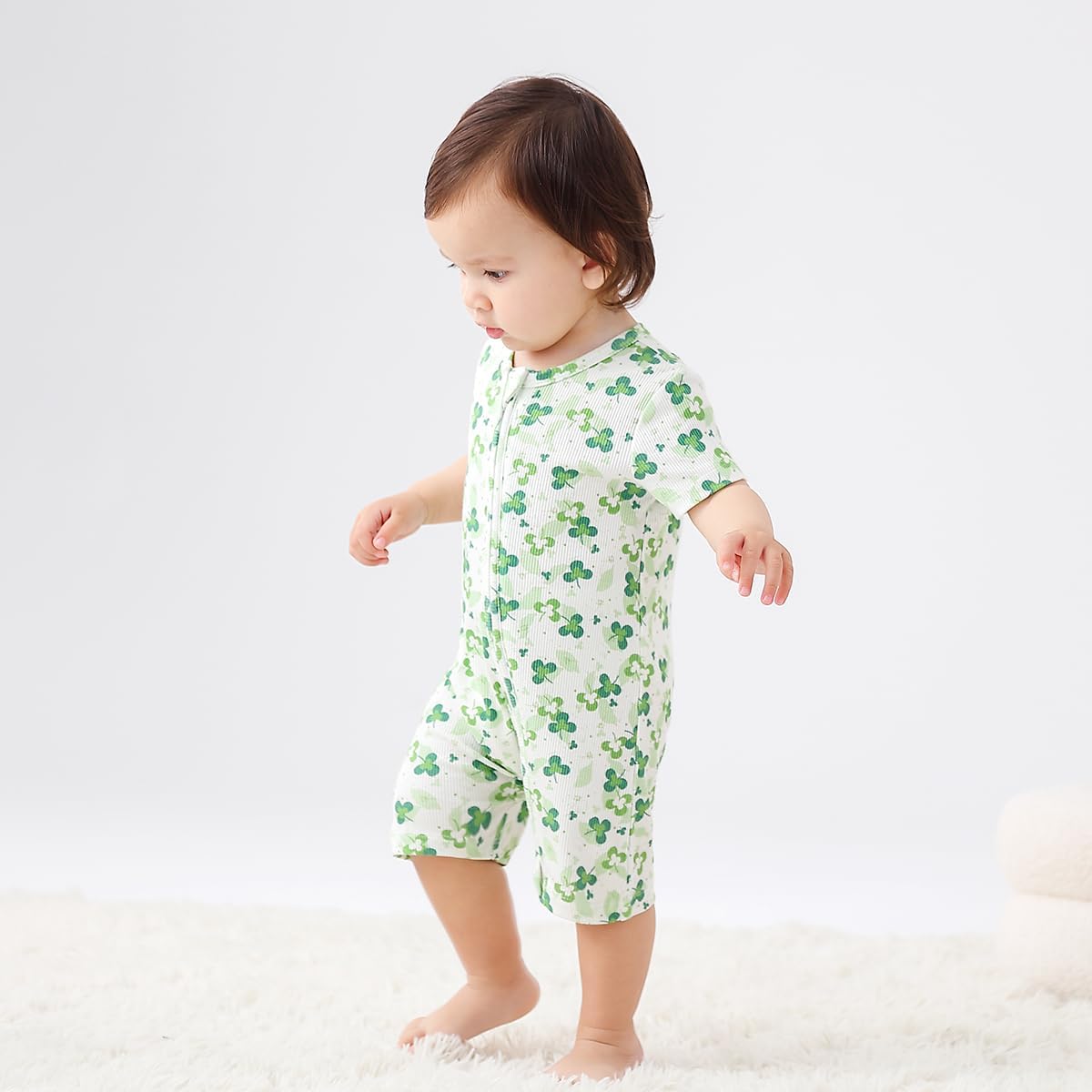 Bafeicao Baby 2 Pack Bamboo Viscose Sleeper Romper Soft Ribbed Short Sleeve 2 Way Zipper Summer Pajamas Clothes - Image 3