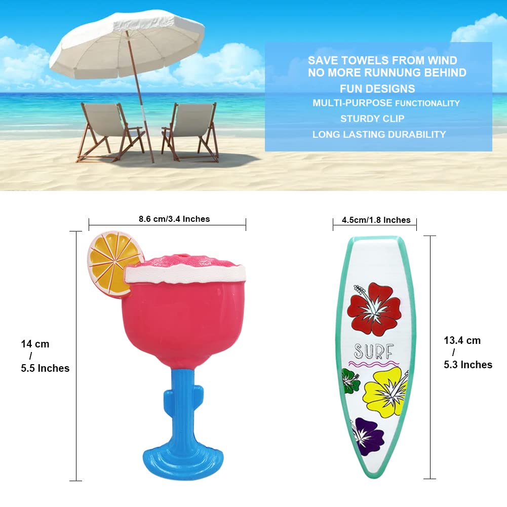 Set Di 4 Mollette Ferma Asciugamani Per Spiaggia, Piscina E Sdraio Da Crociera - Clip In Plastica Colorata Per Non Far Volare Via L'Asciugamano