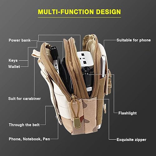 Miniatura 5 de Bolsa táctica para cinturón de cintura  Funda universal para exteriores EDC militar, funda para teléfono, bolsillo para dispositivos para iPhone X