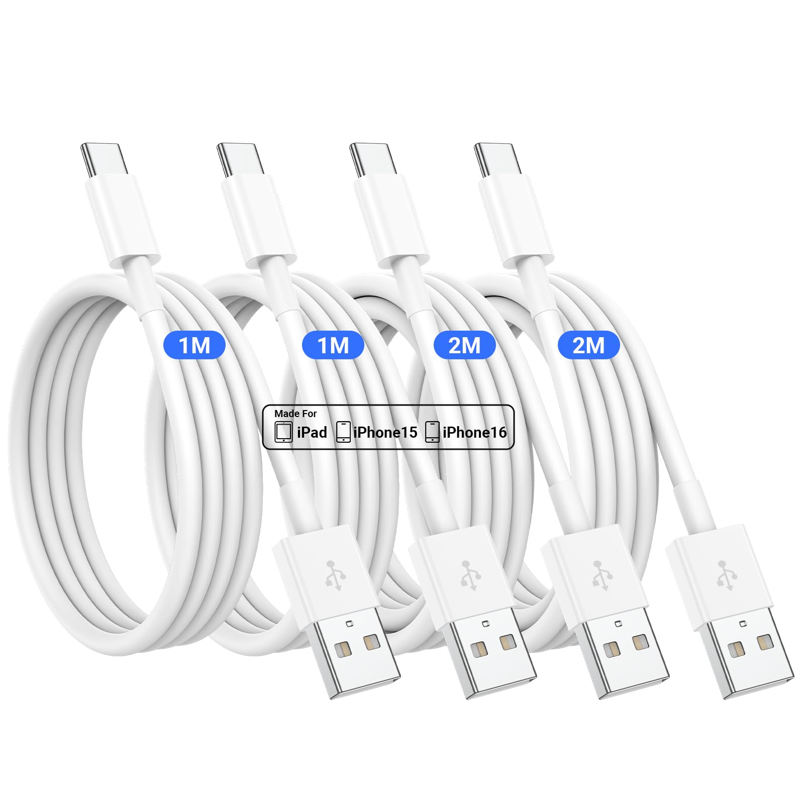 Susnwere iPhone 15 16 Cable,4Pack Car Carplay Cable for iPhone 16 15 Pro Max 15 Plus Car Charger, USB to USB C Cable (3FT&6FT) for Car Charger Adapter, Carplay USB C Cord Accessories Charging
