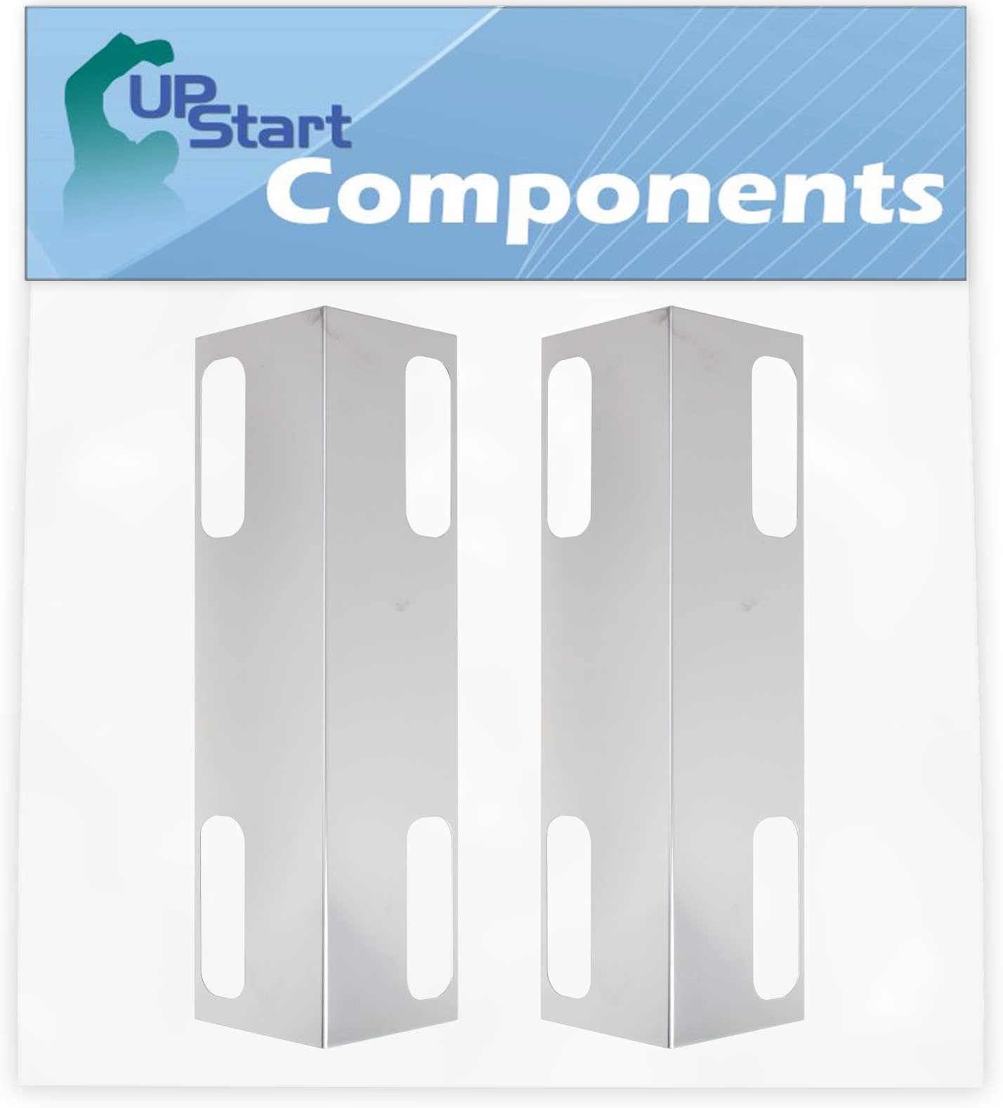 2-Pack BBQ Grill Heat Shield Plate Tent Replacement Parts for Ducane 31741101 - Compatible Barbeque Stainless Steel Flame Tamer, Guard, Deflector, Flavorizer Bar, Vaporizer Bar, Burner Cover 15 3/8"