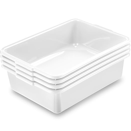 13L Plastic Food Service Tub/Utility Tubs 4Pack, White