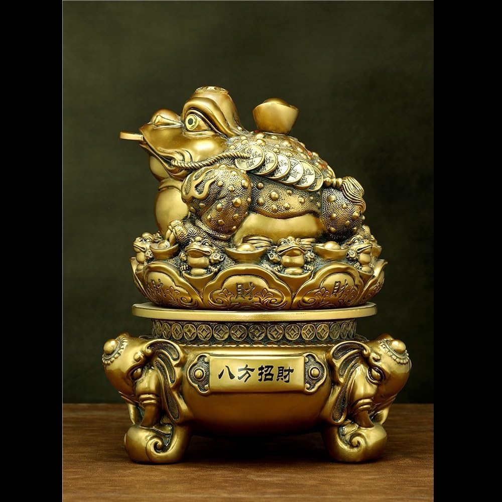 Dekoracja pulpitu Złota Ścieżka Róg Obfitości Ornamenty, Fengshui Statua dla bogactwa i szczęścia, dekoracja domu, Feng Shui Decor Rzeźby Dekoracja wnętrz (A-17 * 17 * 21 cm)