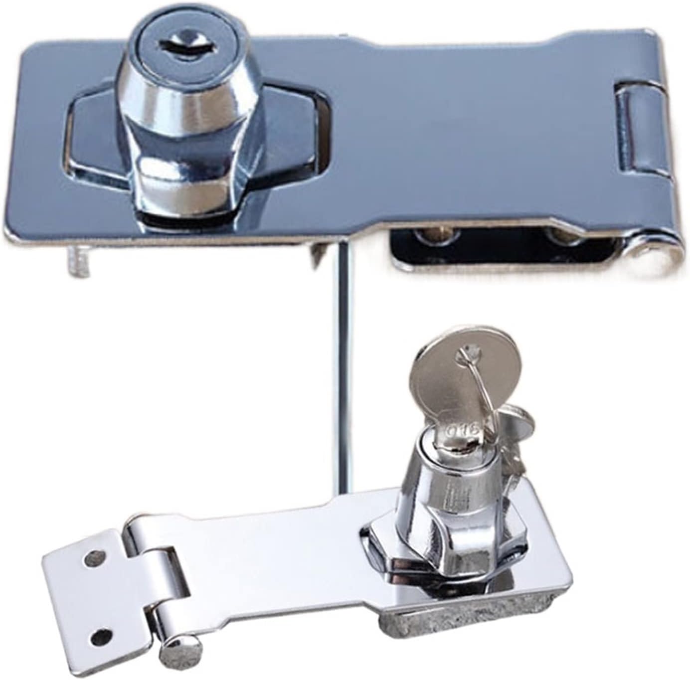 Chain Lock Lock Cylinder Hasp Copper Core Self Locking Security Staple 2 Keys Shed Cupboard/Drawer/Padlock Door/Gate/Van Locker(3 Inch)