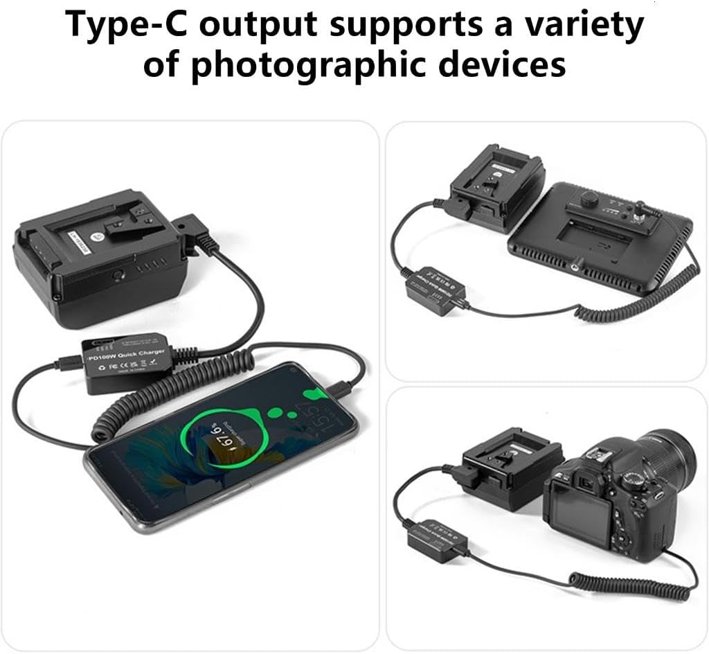 ZIDDAR V Mount Battery Charging Cable PD100W Fast Charging D-TAP To USB C  Adapter Efficient Power Supply For Various Devices : Amazon.co.uk: ... V Mount Battery Charger Cable PD100W Fast Charging D-TAP to USB C