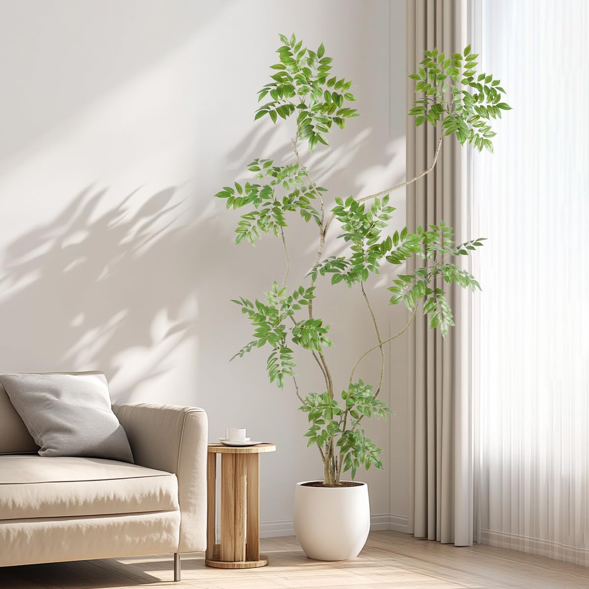 Artificial Sumac Tree,6ft(1pack) Tall Fake Plants Artificial Mahonia fortunei Plants for Indoor, Fake Trees for Office Home Living Room Floor Patio Greening Porch Decor - Image 9