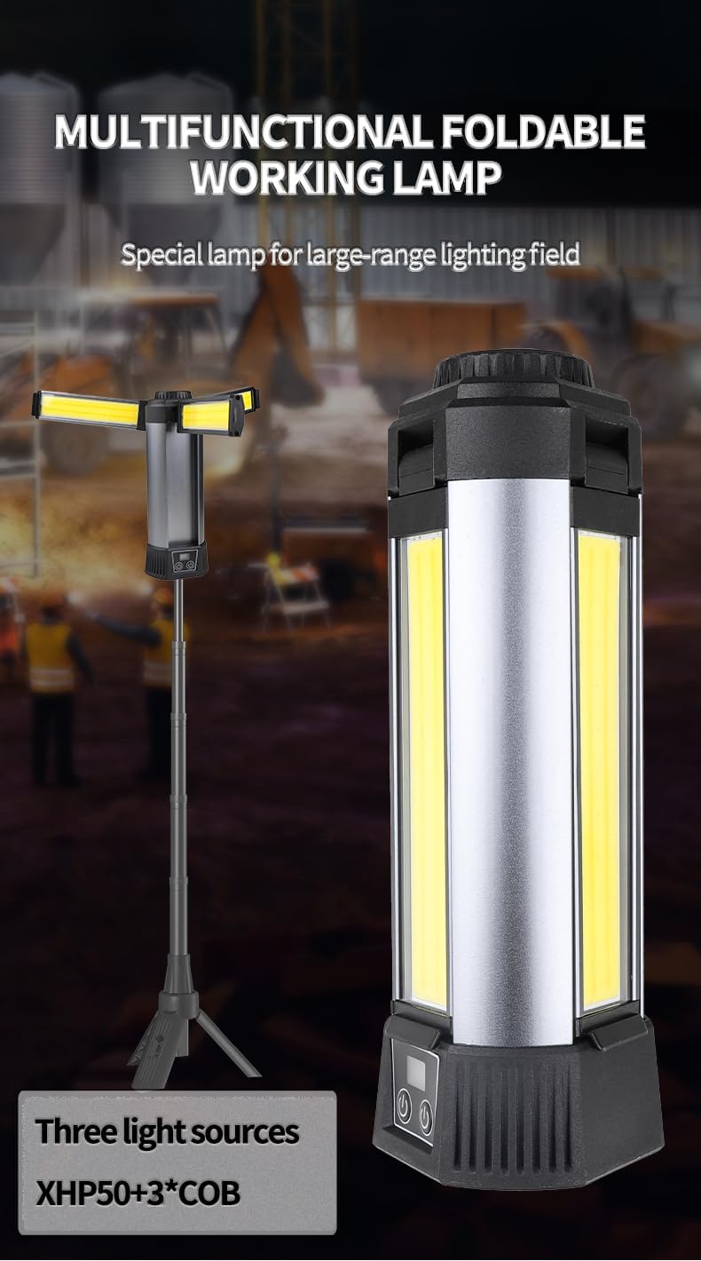 Rechargeable Camping Lights,Telescopic & Collapsible Mobile Lighting,LED Camping Lantern,Built-in 6000mAh Battery Work Light & Flash Light for Adventure,Fishing,Hiking,Camping,Live Streaming