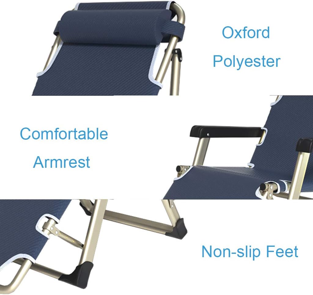 Sun Lounger Recliner Chairs Outdoor Garden Chair Folding Reclining Chairs with Adjustable Headrest for Patio, Beach,Lawn, Camping Leisure Relaxer Chair (Blue)