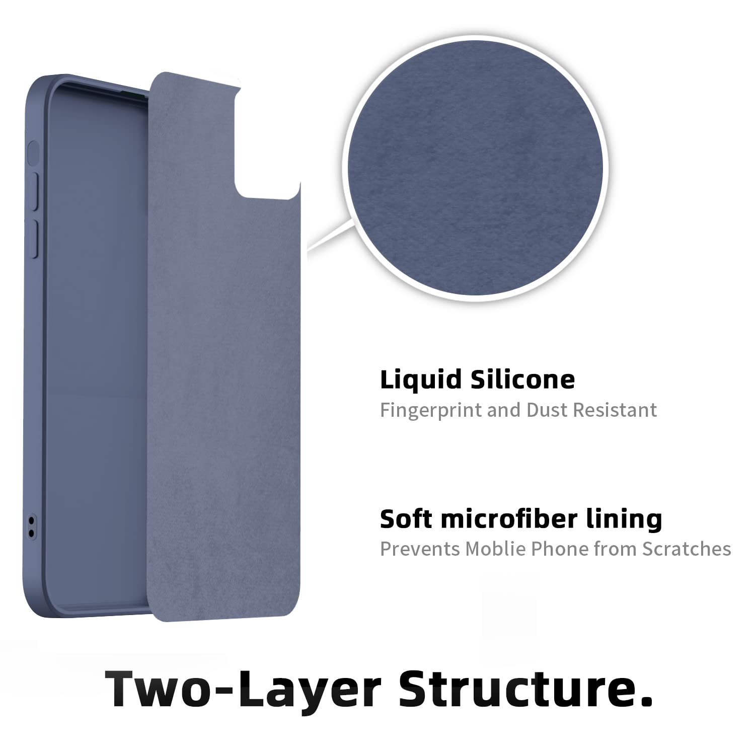 WXX IPhone 13 Hülle Aus Silikon – Dünnes Case Mit Mikrofaser-Innenfutter, Lavendel Grau, Rundumschutz