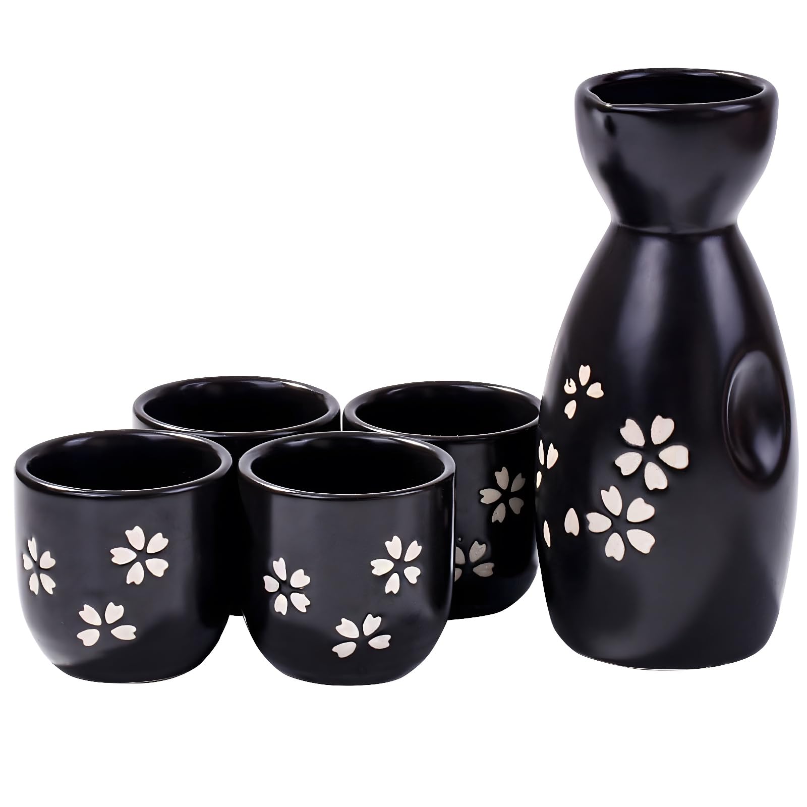 Amazon.com | BOSILI Ceramic Japanese Saki Set 1 Sake Bottle and 4