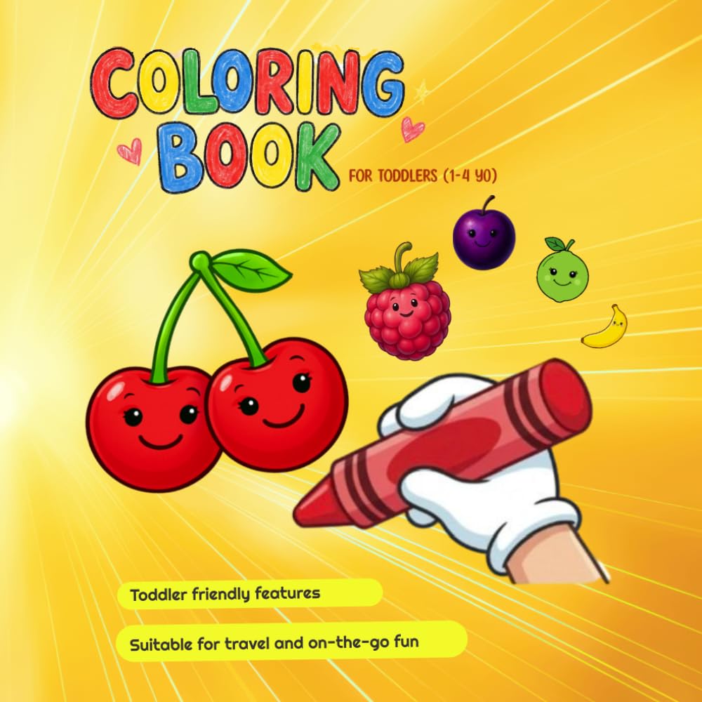 Easy Fruits Edition Coloring Book for Toddlers Ages 1–4: Big, 28 Simple Pictures for Early Learning & Fun