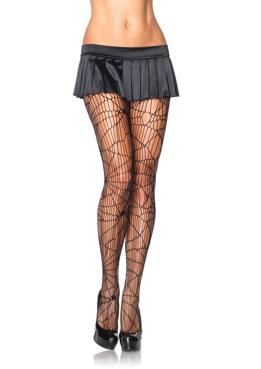 Leg Avenue Women's-Spiderweb Net Tights, Black Distressed, One Size