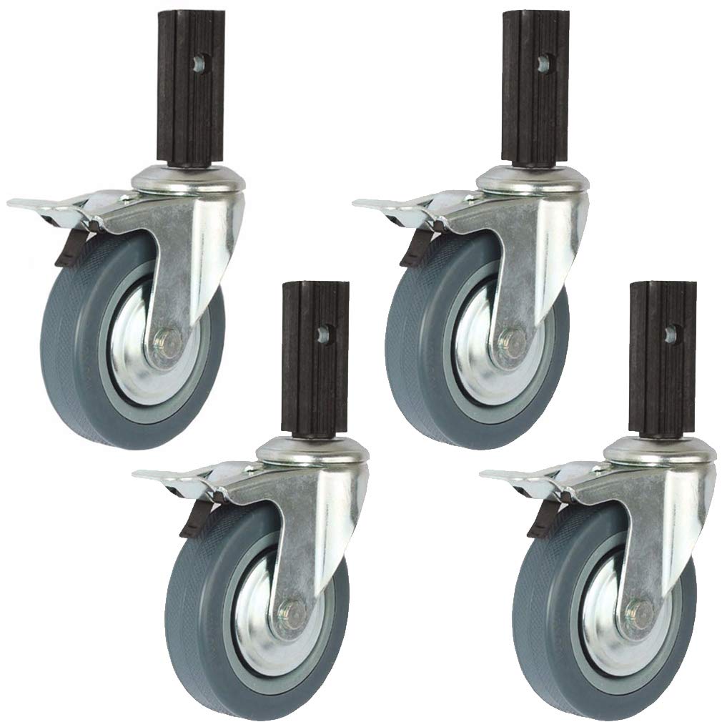 Roulettes pivotantes silencieuses 400 kg à fixation tube carré 10cm