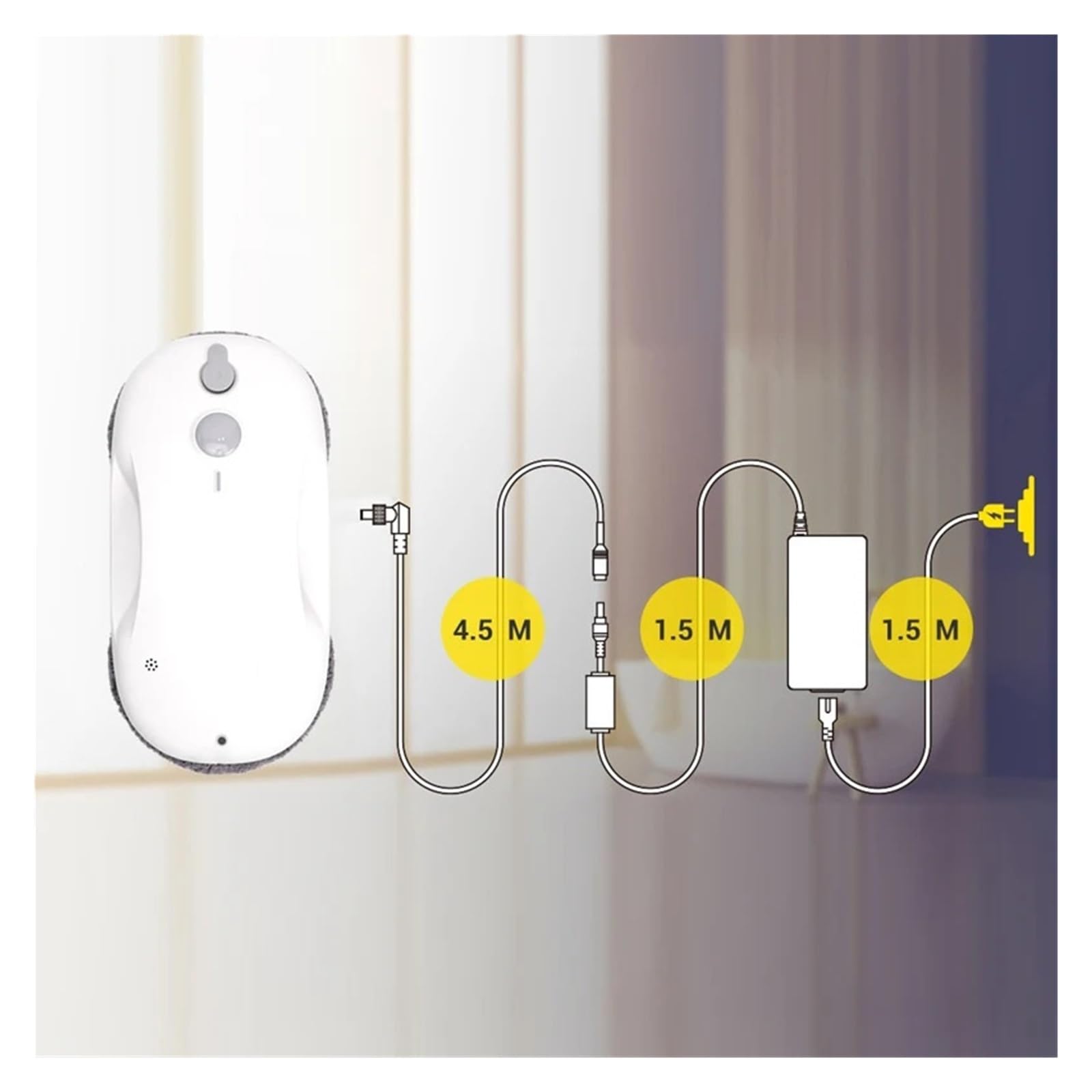 Limpiador De Ventanas Robótico Inteligente Eléctrico CW1 For El Hogar Con Pulverizador, Limpieza Al Vacío Automática, Succión Ciclónica Rápida Y Segura De 3000Pa(CW1-01)