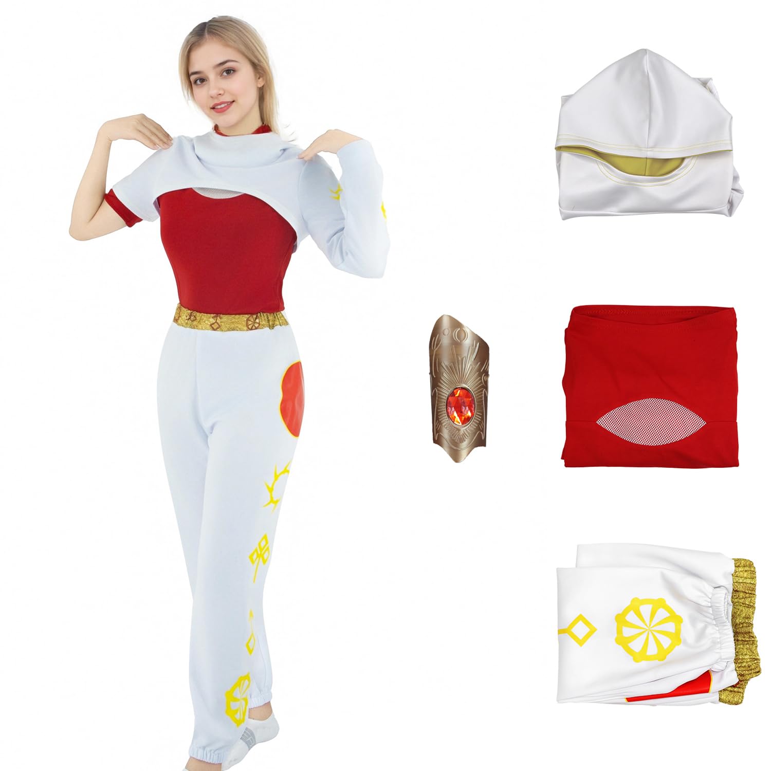 Gvnphal Zombies Nova Costume Addison Costume Womens Dawn of Vampires Cosplay Halloween Party Outfit with Wristband, White 2, Small โ image 1