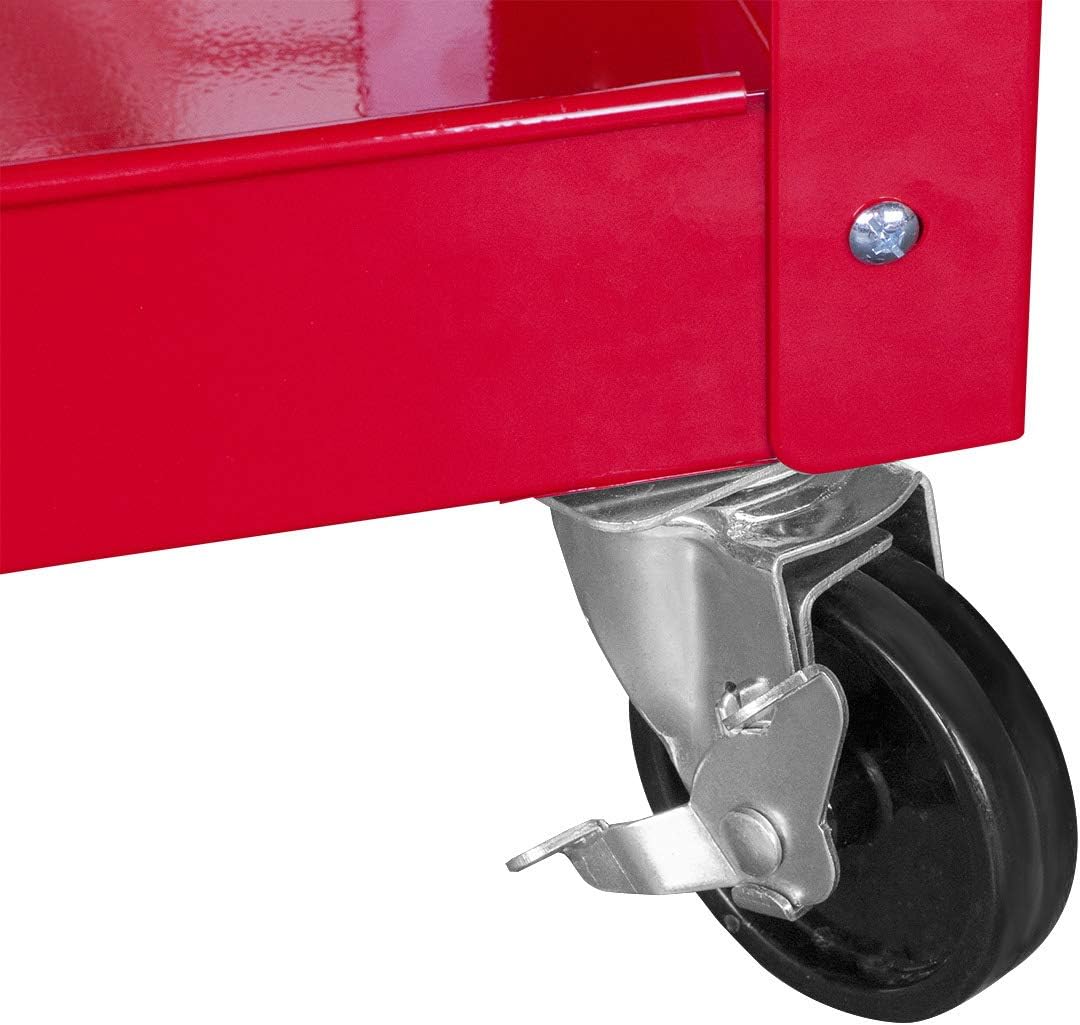 Wolf Rolling Garage Workshop Tool Organizer: 2 Drawer Tool Chest Tray with Top Work Surface and Storage Push Cart, Red : Tools & Home Improvement