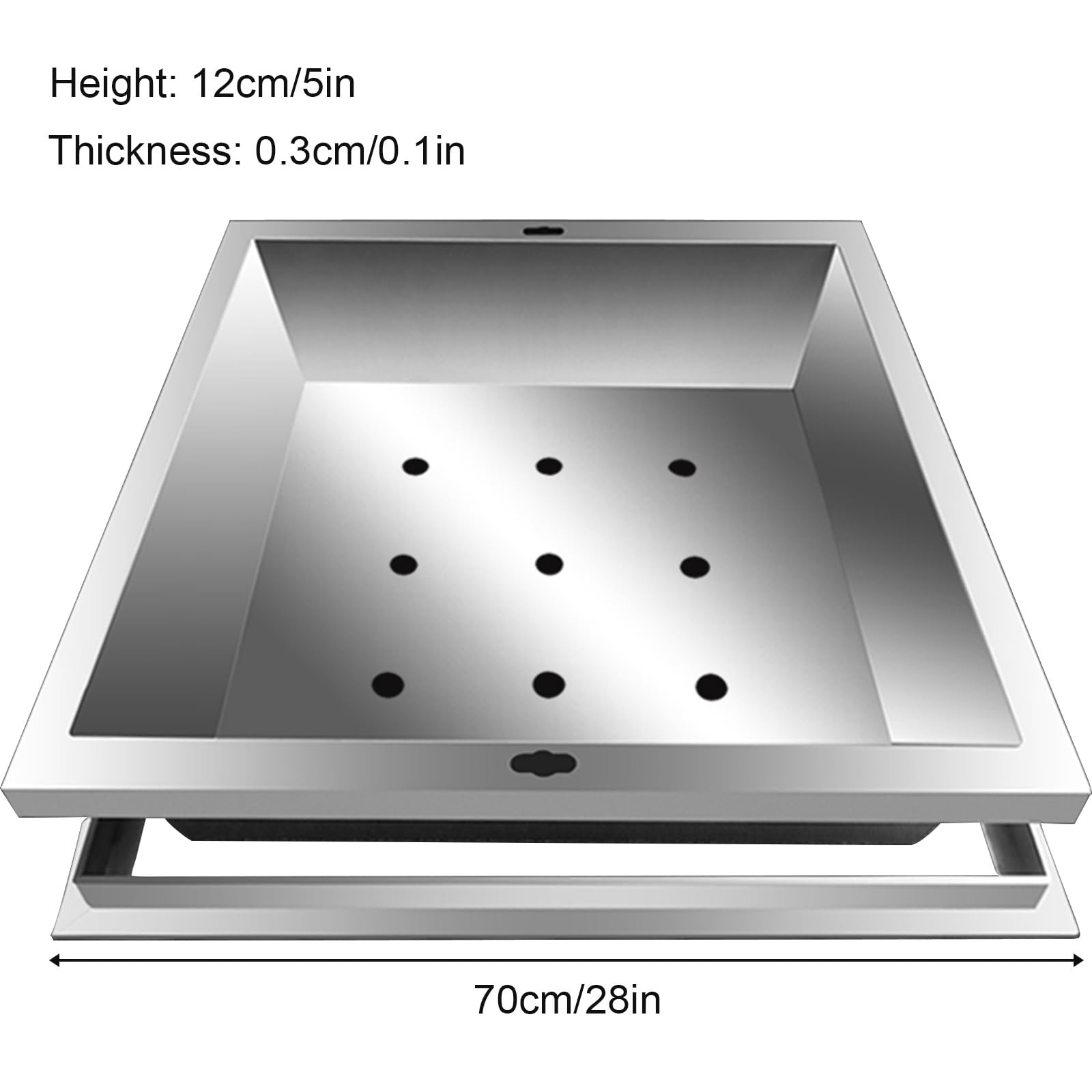 Chiusino Pozzetto per Prato, Coperchi Pozzetti Incorporato, Chiusino Botola in Acciaio Inossidabile per Giardino, Cortile, Capacità di Carico 250 Kg(70 * 70 * 12cm/28 * 28 * 5in)