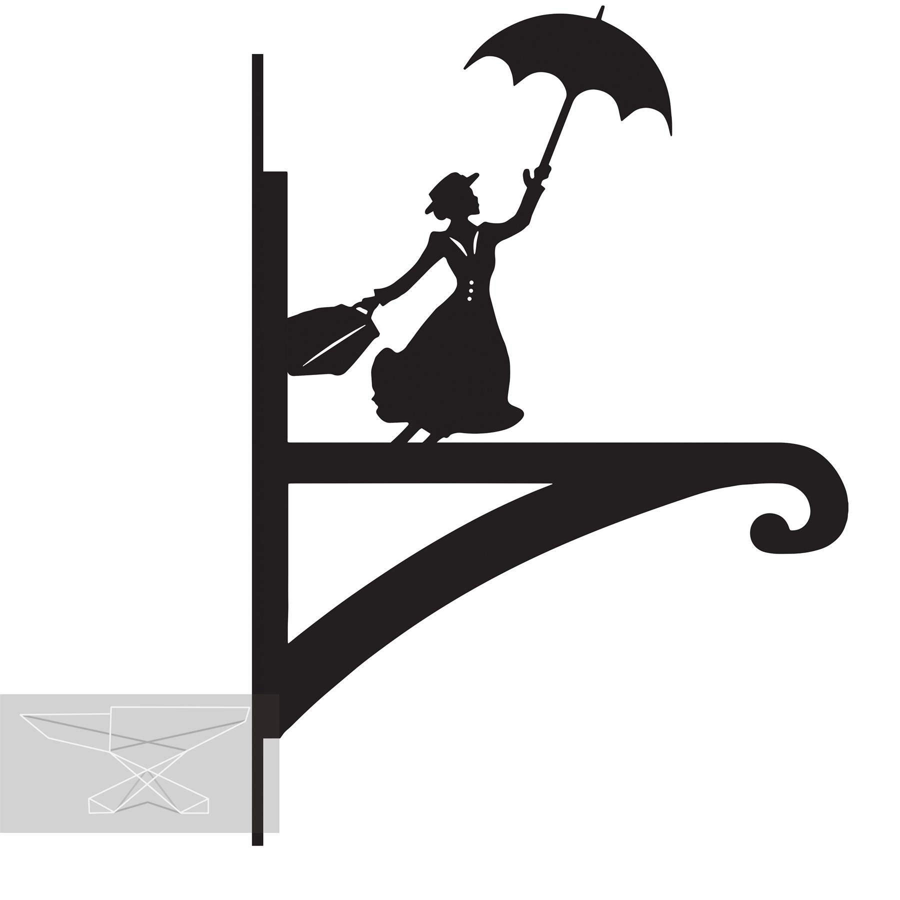 Black Steel Flying Nanny Hanging Basket Bracket - Wall Mounted Garden Plant Hook for Outdoor Baskets, Decorative Heavy Duty Garden Wall Hook