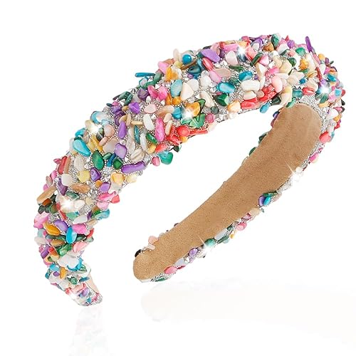 AHONEY Diadema acolchada gruesa con diamantes de imitación, diadema con cuentas de cristal brillante, diadema de caramelo, fiesta de cumpleaños,
