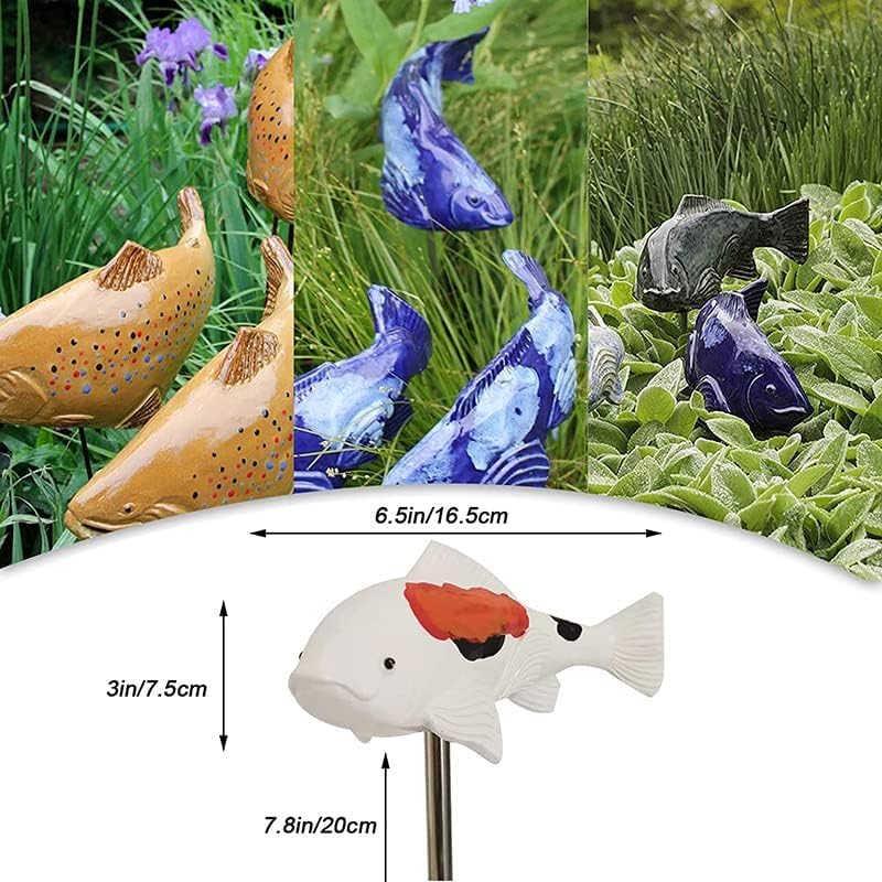 Sculture e statue da giardino, decorazione a forma di pesce koi, decorazione artistica per esterni, patio, cortile, prato, stagno, decorazione per la casa (scuro