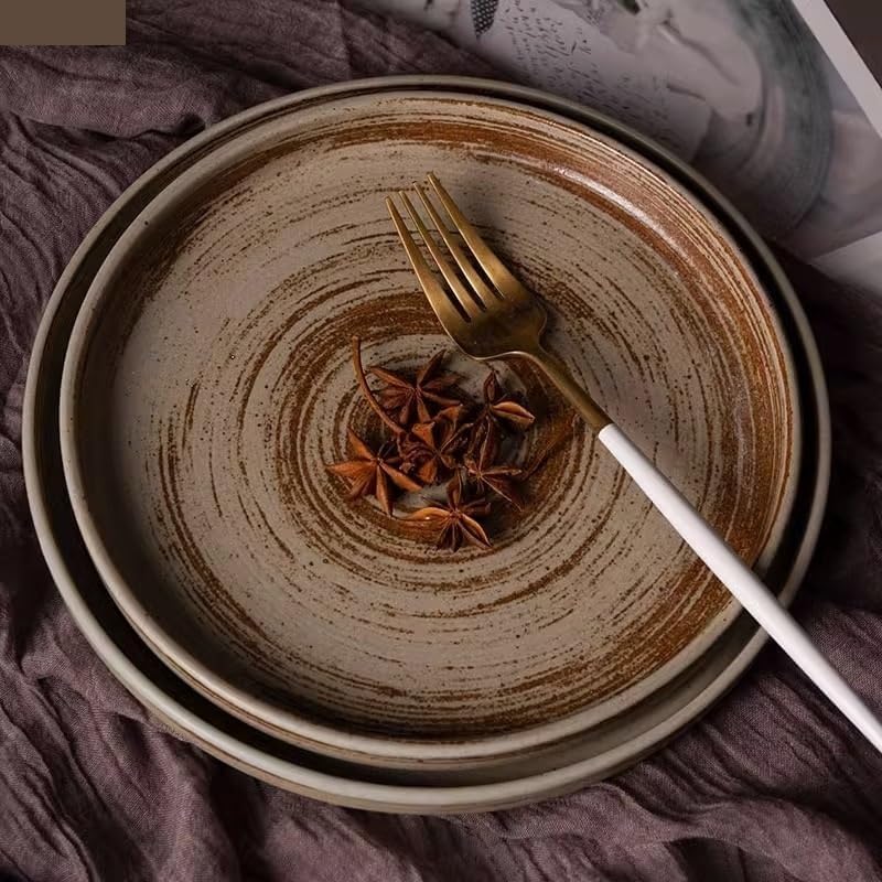 Talerz obiadowy retro okrągły ceramiczny talerz obiadowy restauracja gruby talerz do zupy talerz deserowy talerze sałatkowe talerze do spaghetti specjalna zastawa stołowa lekka zastawa stołowa