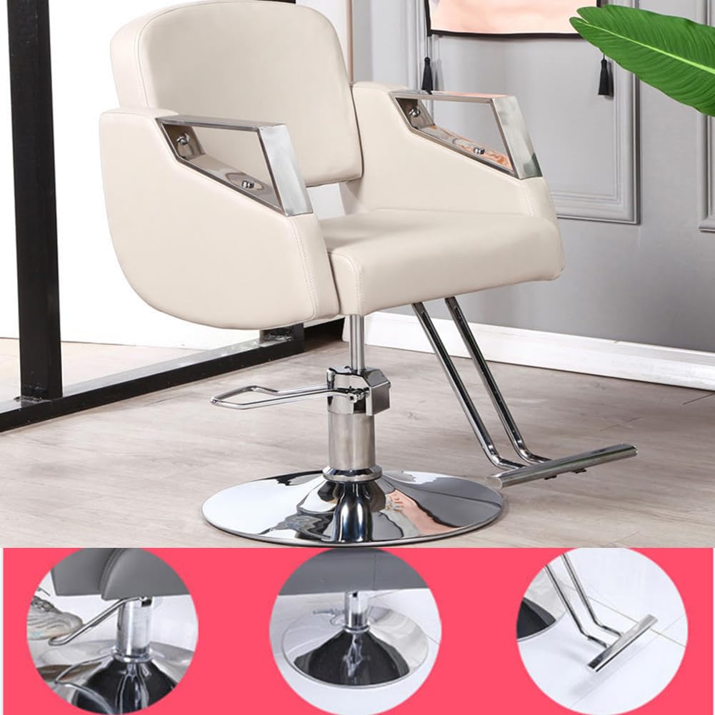 IBOWZ Silla de peluquería Silla De Peluquería De Salón, Silla De Peluquería Giratoria De 360 Grados, Silla De Peluquería De Afeitado Hidráulica De Cuero para SPA De Belleza, Tatuaje Y Barbería,Negro
