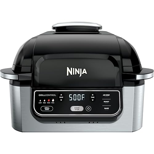 Ninja Foodi Indoor Grill & Air Fryer: Smokeless 4-in-1 Appliance for Grilling, Roasting, Baking, Air Frying- Dishwasher Safe