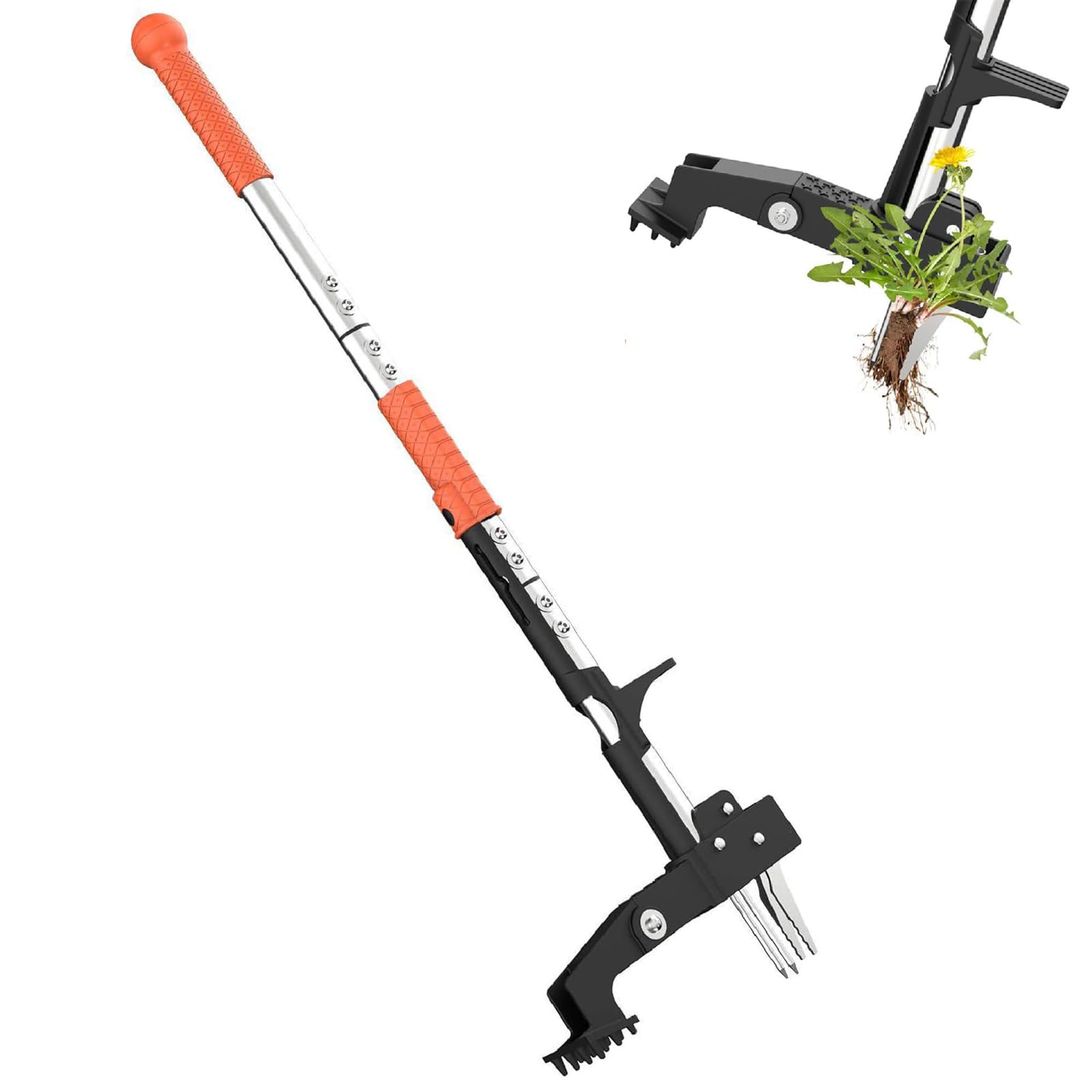 Fabater Outil D'étieur de Mauvaises Herbes, Arrache-Mauvaises Herbes Debout avec Une Poignée Longue de 39,3" et 4 Griffes Acier Inoxydable, sans Se Pencher, Tirer ou S'agenouiller