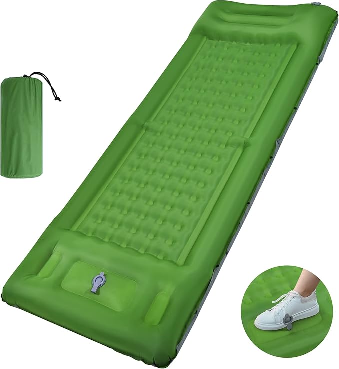 Ultra Thick Inflatable Sleeping Pad Single Camping Air Mattress with