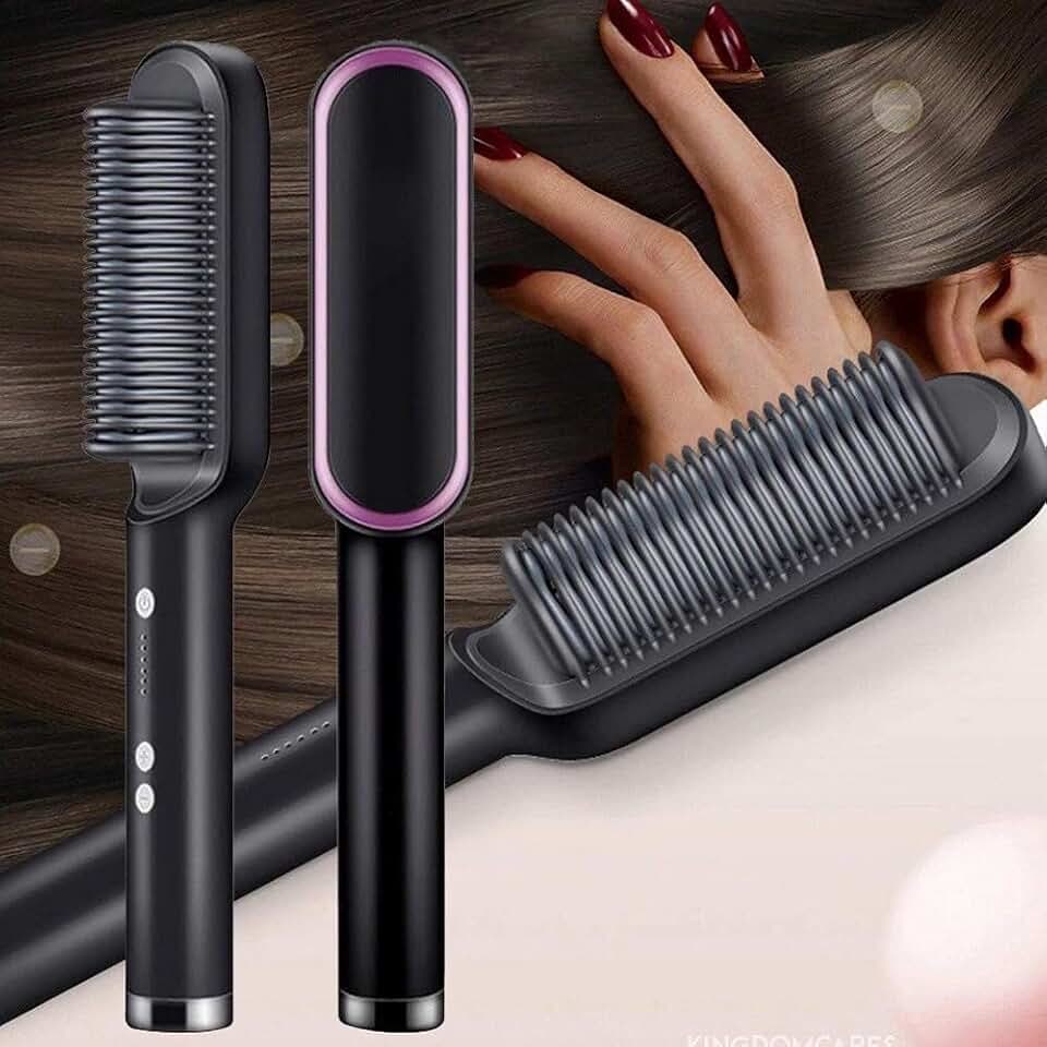 Escova Alisadora Bivolt Anti-Frizz 5 em 1 Escova De Cabelo Elétrica Pente De Aquecimento Para Alisador Bivolt Escova -Tecnologia Iônica Cerdas de Cerâmica-Alisa, Hidrata,Modela,Alinha e Reduz o Frizz.