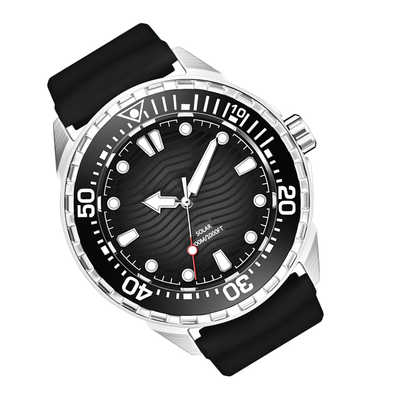 Yosoo Health Gear Reloj de Buceo de Cuarzo con Energía Solar, Acero Inoxidable Resistente Al Agua hasta 300 M, Reloj Luminiscente de Alta Precisión para Hombres y Mujeres Actividades Al Aire
