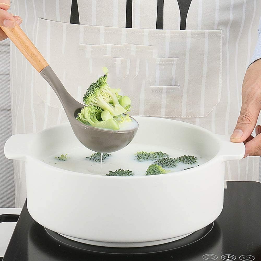 Wooden Handle Silicone Kitchenware Non Stick Cookware High Temperature Resistant Silicone Kitchenware Set Spoon Spatula Cooking Tools Kitchen Utensils