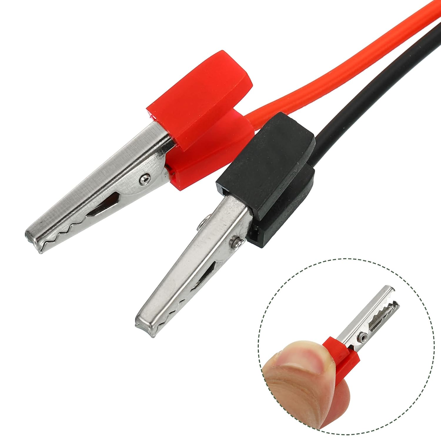 YOKIVE 2 Pcs Alligator Clips, Dual End Clamps with Jumper Test Cable | Connecting Battery, Great for Electronic Equipment (Black, Red, Silver, 5A, 1.5M)