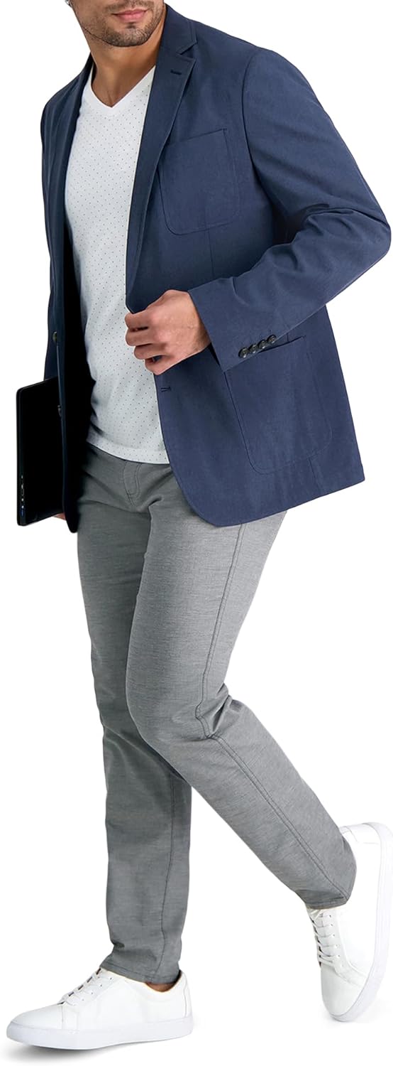Haggar Men's Smart Wash™ Performance Blazer & Jackets Heather Navy - Image 3