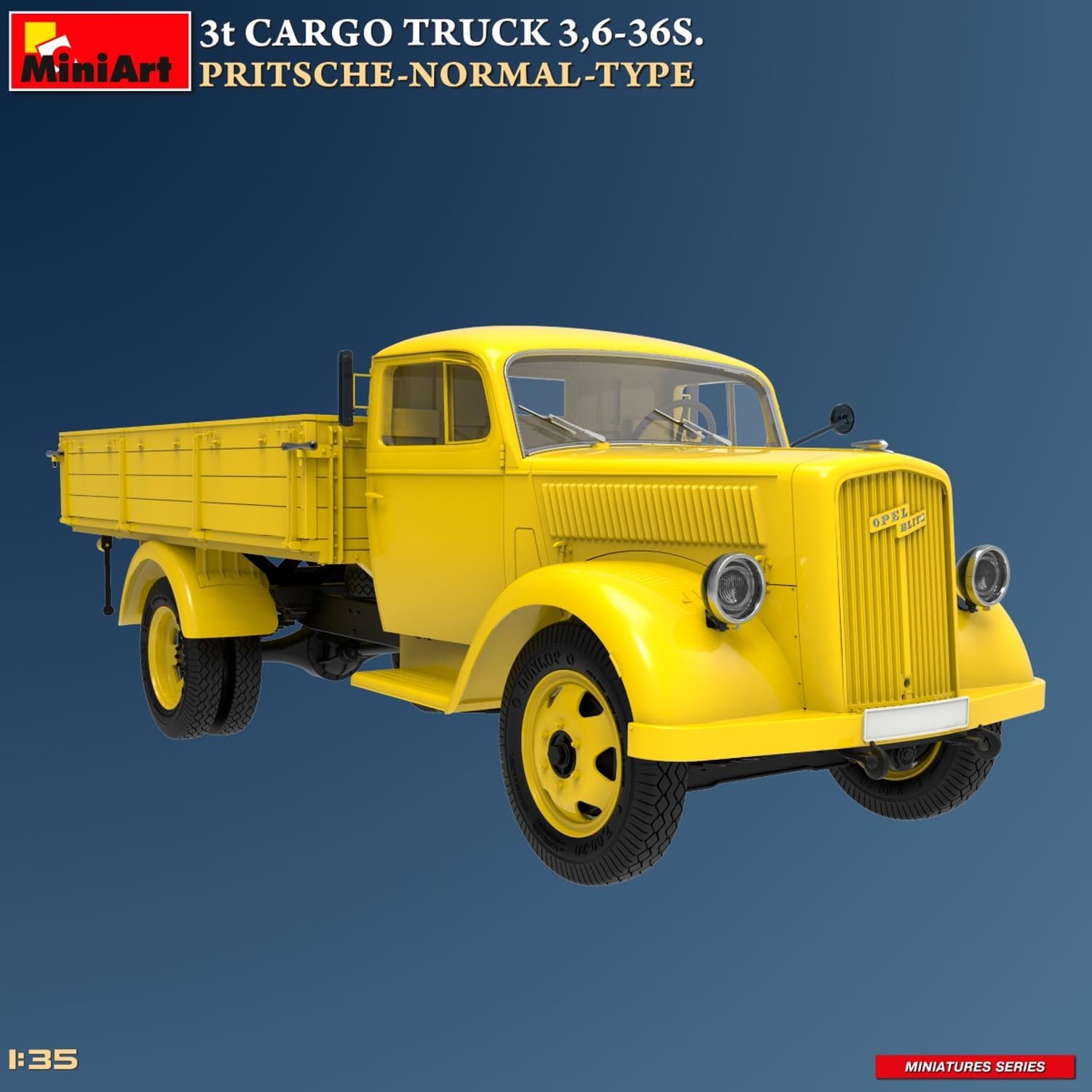 MiniArt 38079 1:35 3t Cargo Truck 3.6-36S Flatbed Truck - Faithful Replica, Model Building, Plastic Kit, Crafts, Hobby, Gluing, Model Kit, Assembly, Unpainted